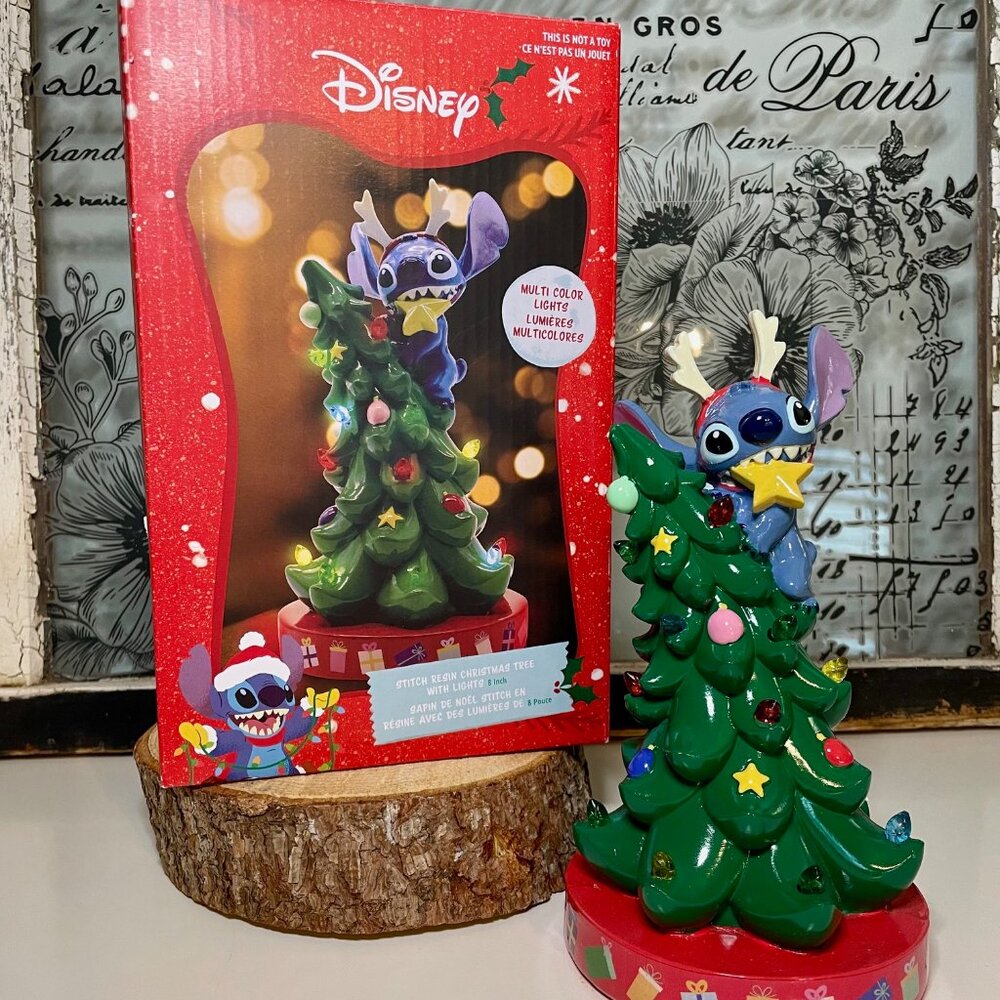 NEW Christmas Disney Stitch Resin Light Up Tree with Multicolor Lights